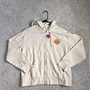 Roxy Beige Hoodie with Purple Palm Design